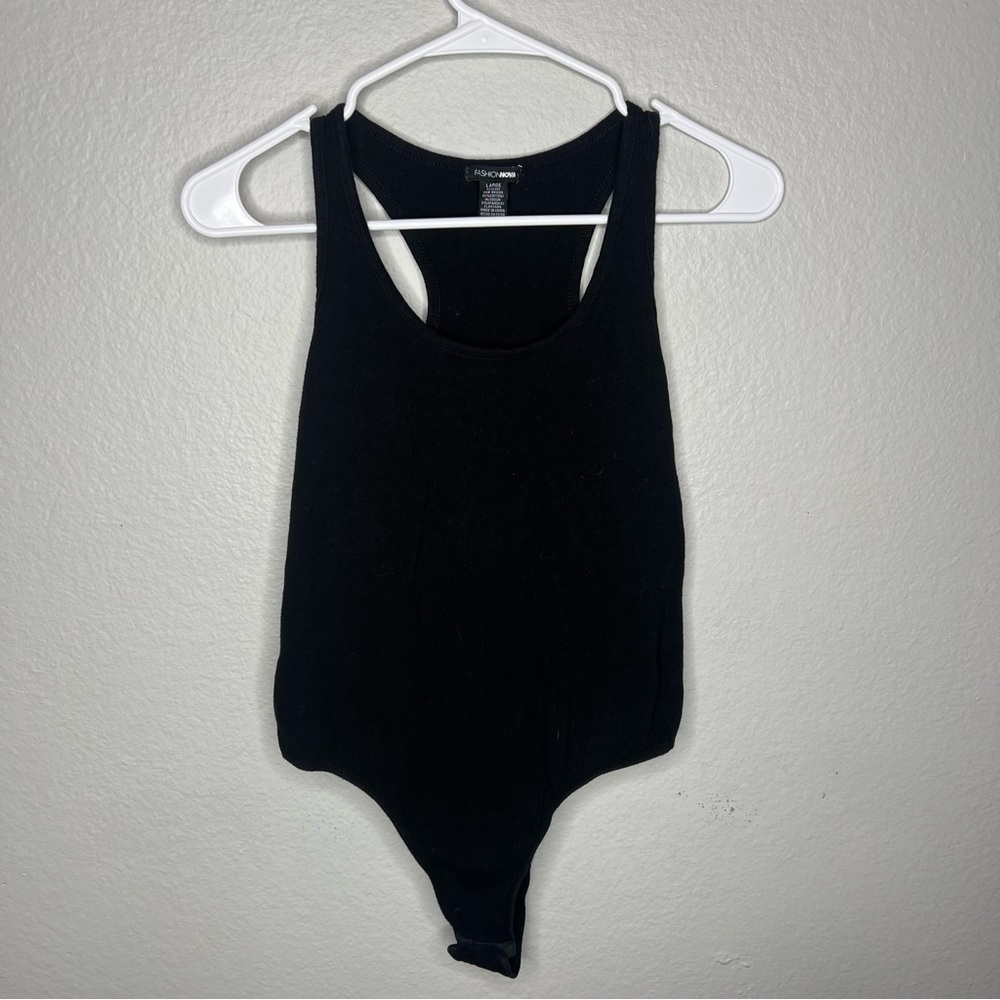 Fashion Nova Women's Black Short Sleeve Bodysuit Size Large